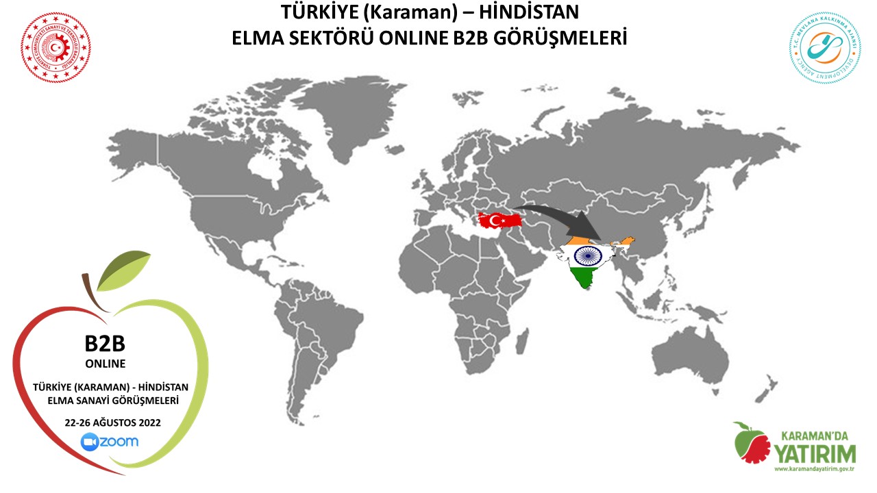 Türkiye (Karaman) – Hindistan Elma Sektörü E-B2B Görüşmeleri Programı Duyurusu