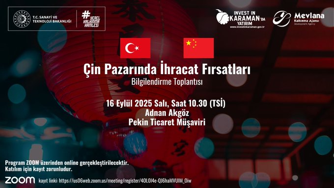 Çin Pazarında İhracat Fırsatları Semineri’ne Davetlisiniz