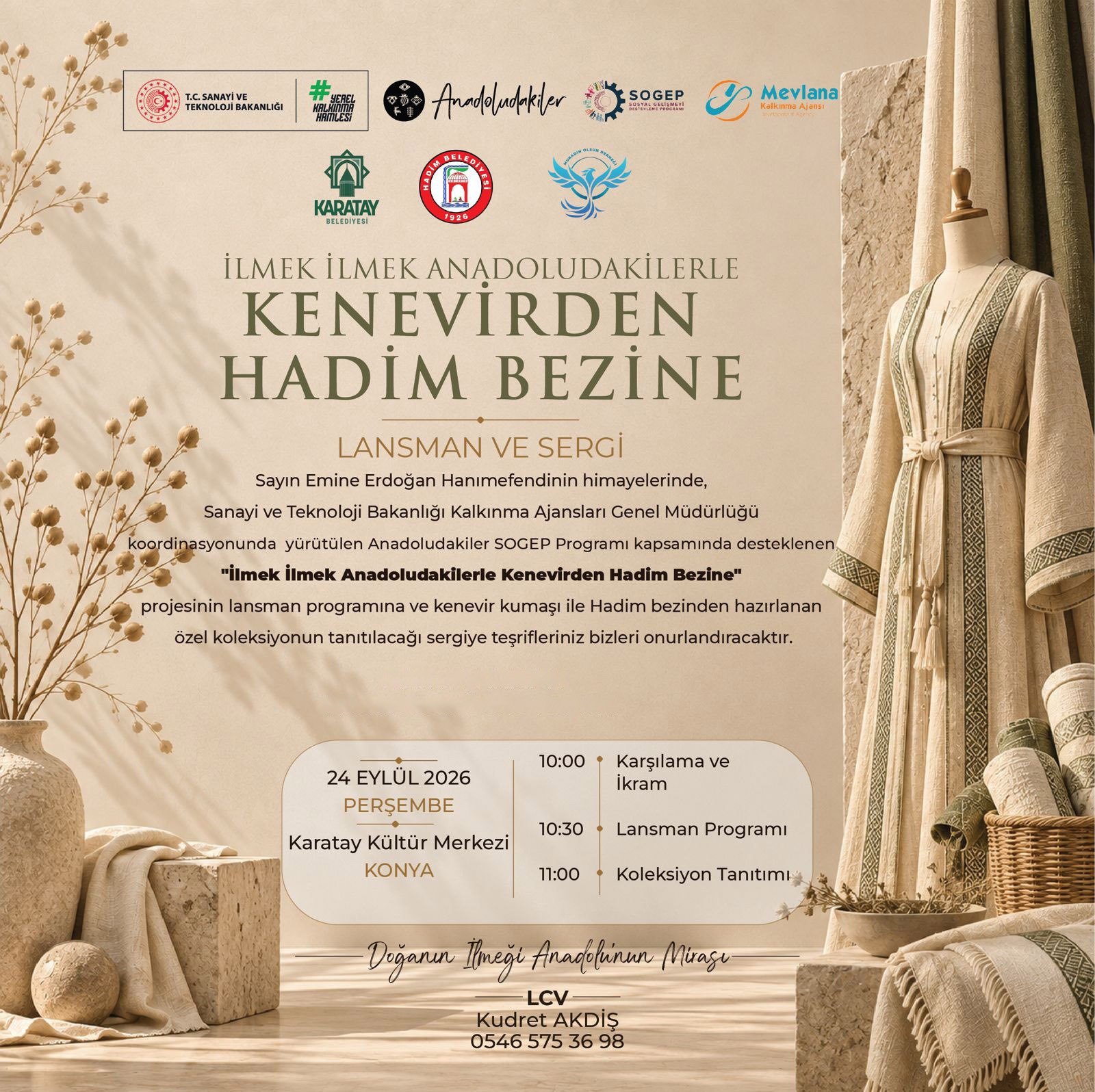 İlmek İlmek Anadoludakiler İle Kenevirden Hadim Bezine Projesi Lansman Programı ve Sergisi'ne Davetl...