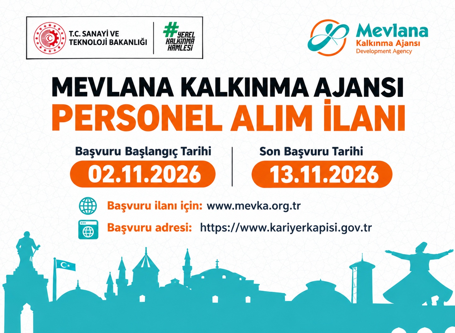 Mevlana Kalkınma Ajansı Personel Alım İlanı